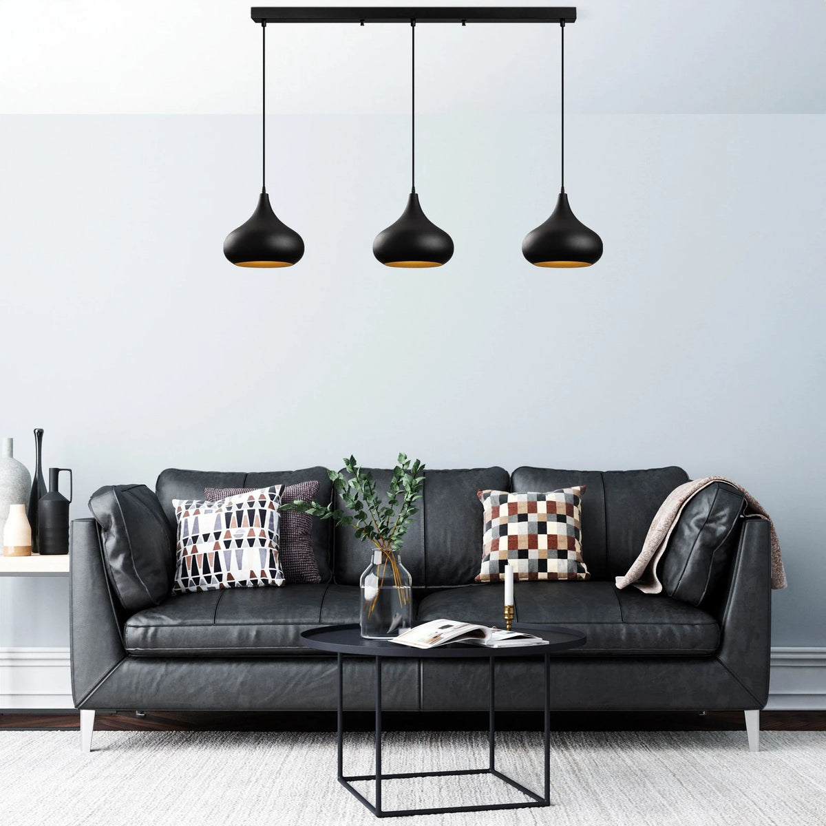 Opviq Hängeleuchte Pendelleuchte Muba schwarz Metall Länge 120 cm E27 dimmbar - 10044504