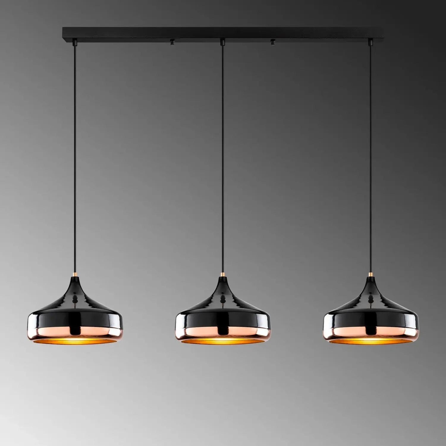 B-Ware Opviq Hängeleuchte Pendelleuchte Yildo Schwarz Kupfer Metall 146 Cm 3 Flammig445