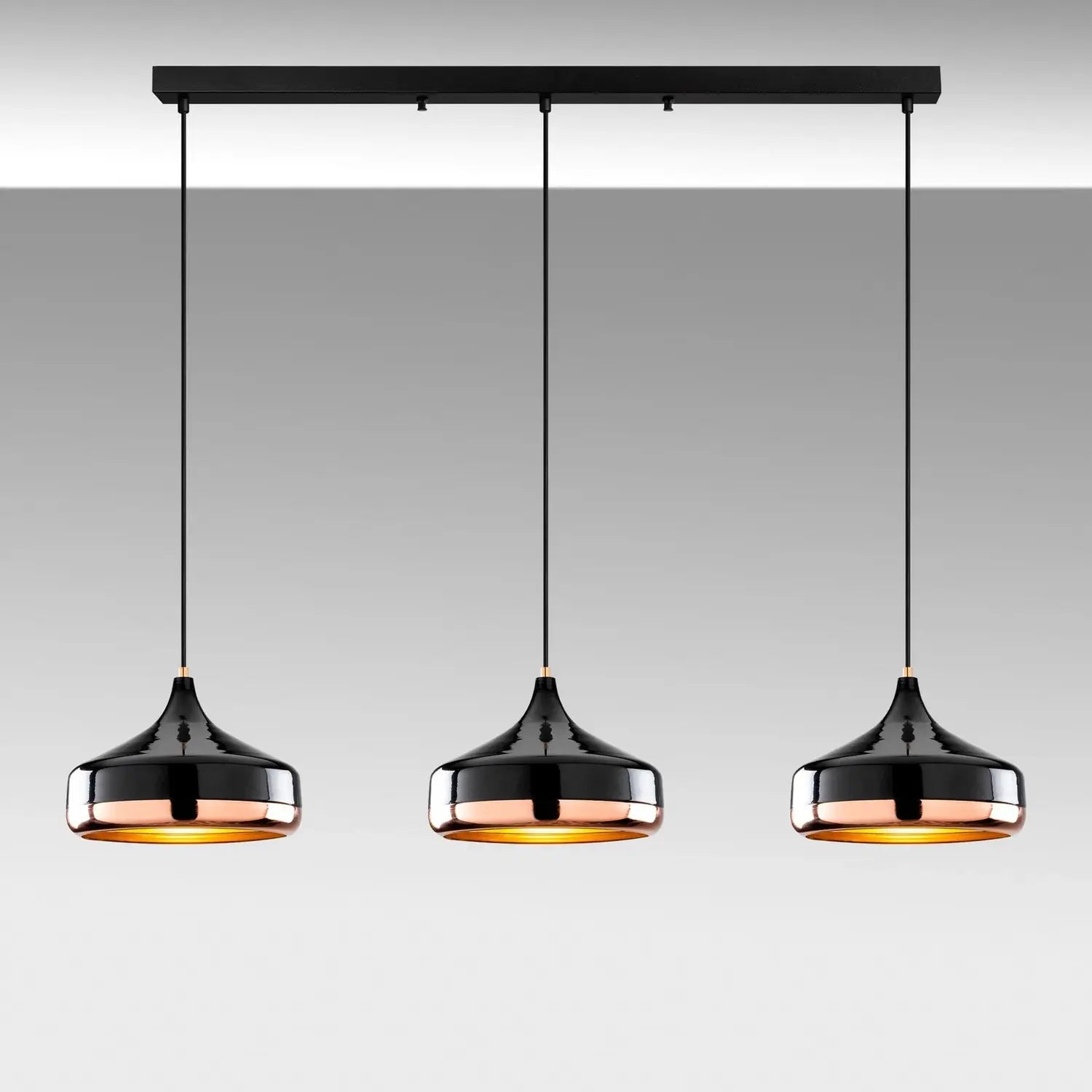 B-Ware Opviq Hängeleuchte Pendelleuchte Yildo Schwarz Kupfer Metall 146 Cm 3 Flammig445