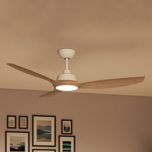 B-Ware Olas Deckenventilatorleuchte 52' 35W 3 Flügel Fernbedienung dimmbar Braun Weiß