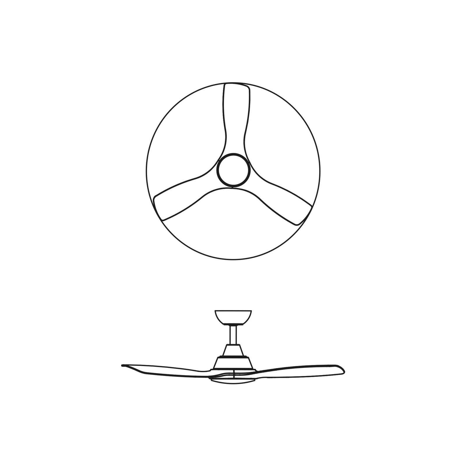 Olas Deckenventilatorleuchte 52' 35W 3 Flügel Fernbedienung dimmbar Braun Weiß - 8720169369993