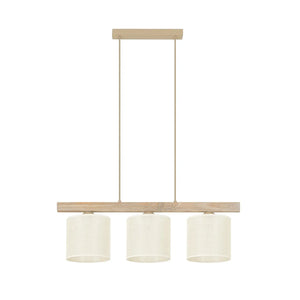 B-Ware Duolla Hängeleuchte Pendelleuchte Lampe Forest Holz Jute Weiß 3 Flg Wohnzimmer