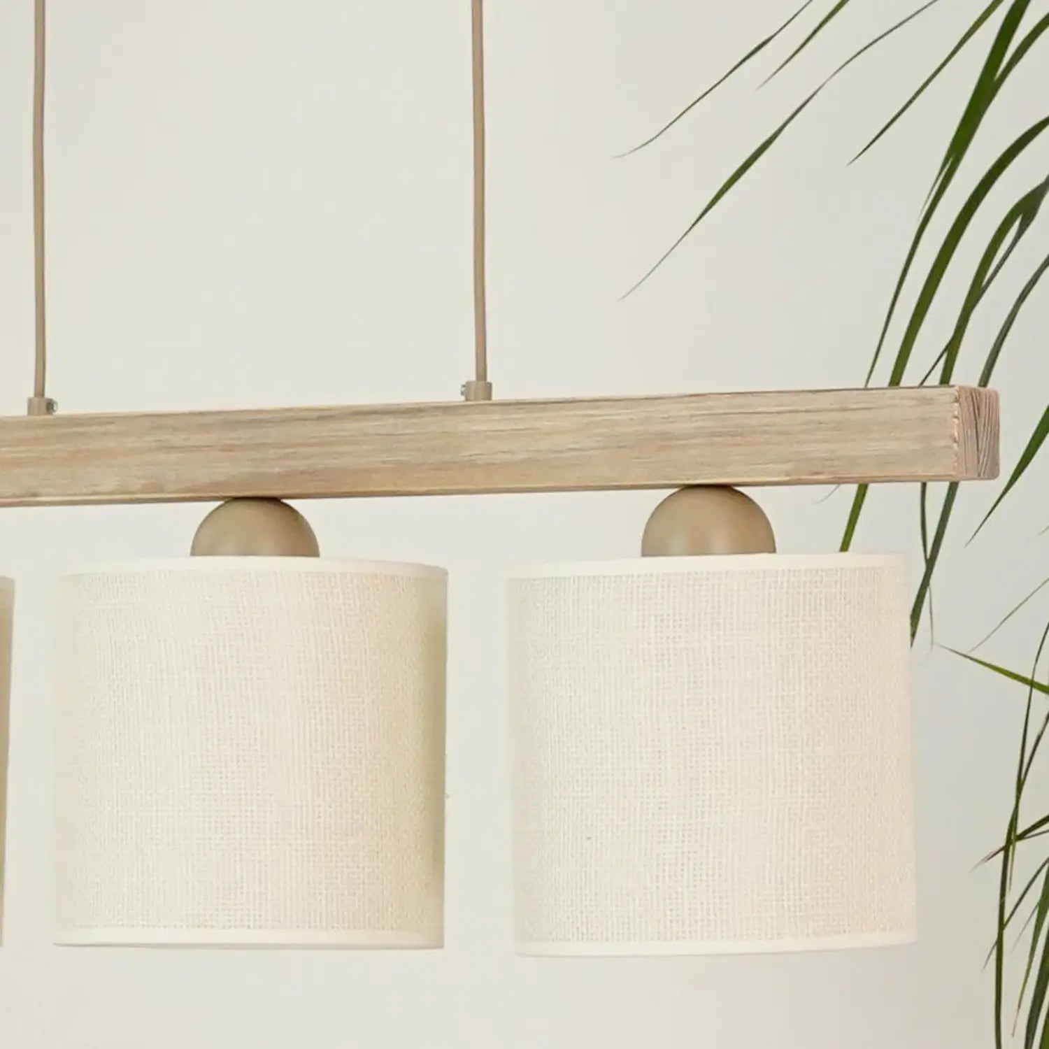 B-Ware Duolla Hängeleuchte Pendelleuchte Lampe Forest Holz Jute Weiß 3 Flg Wohnzimmer - 10044851