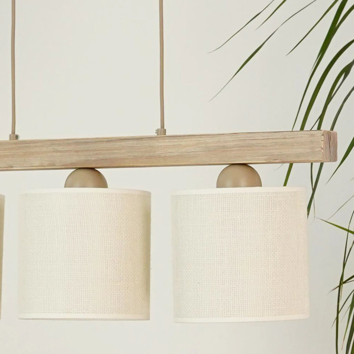 Duolla Hängeleuchte Pendelleuchte Lampe Forest Holz Jute weiß 3-flg Wohnzimmer - 10044851