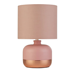 B-Ware Searchlight Tischleuchte Lampe Tamsin Textil Metall Pink Schalter 27 Cm E14 Led