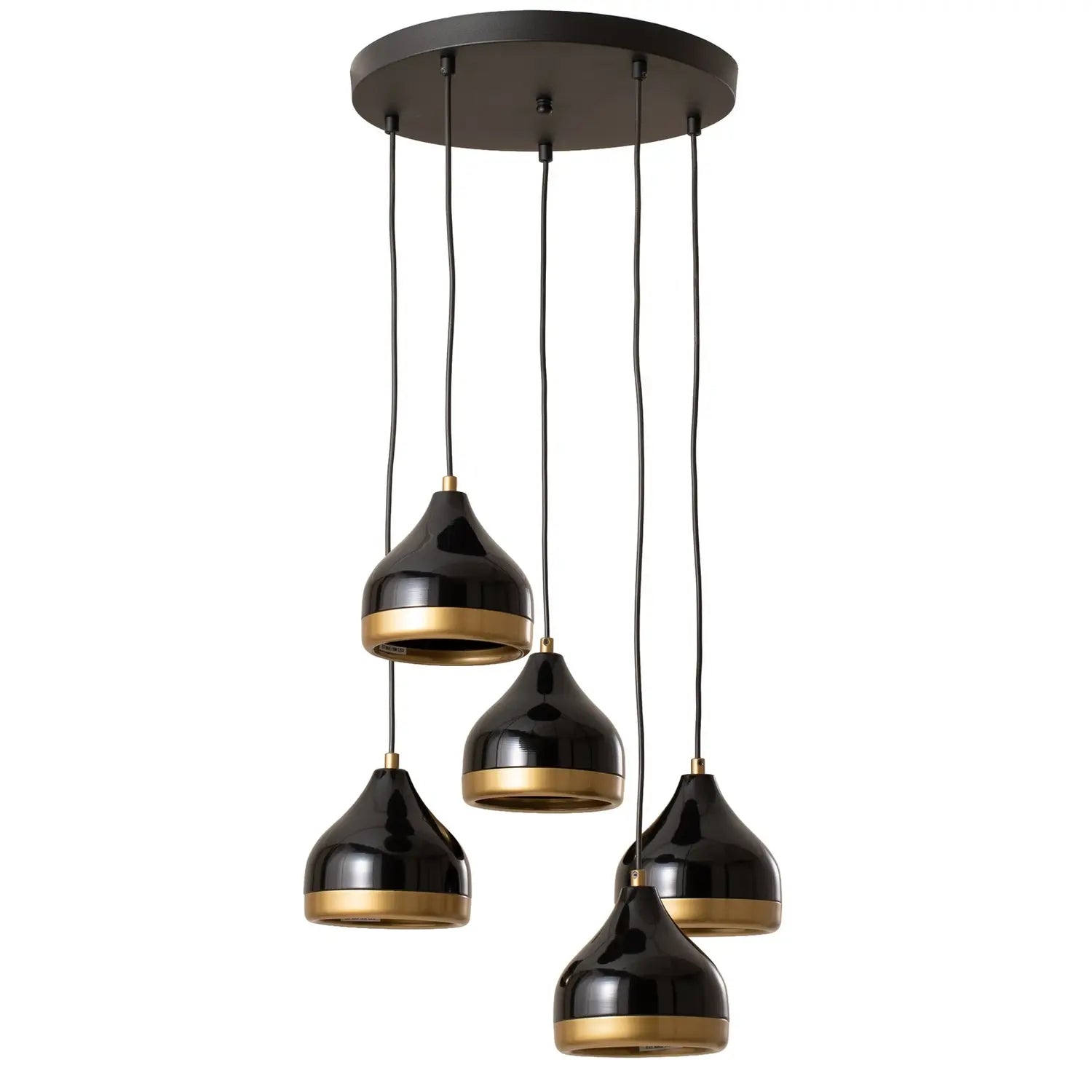 B-Ware Hängeleuchte Yildo Pendelleuchte Rondell Schwarz Gold Metall 5 Flammig E27 Led - 10045945