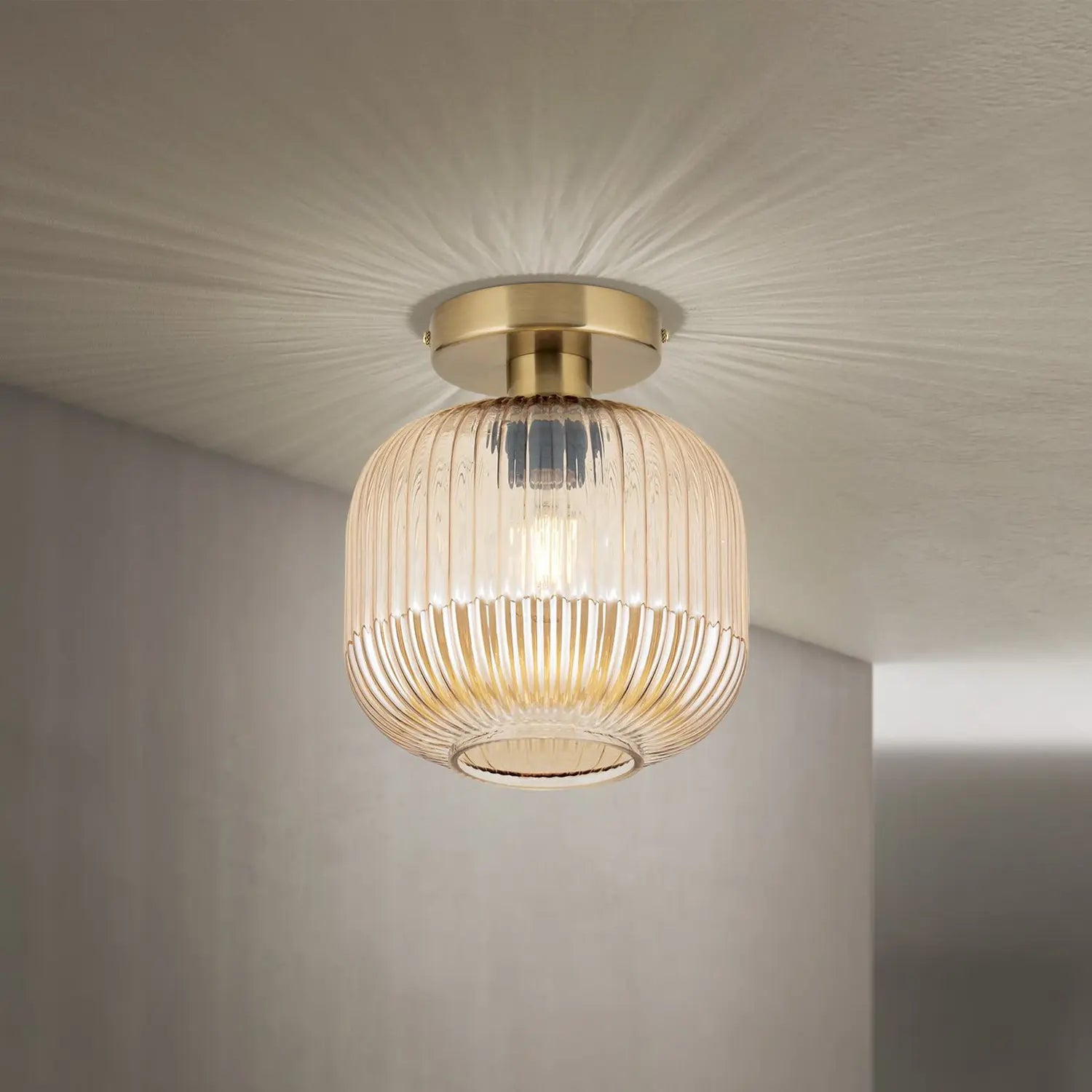 B-Ware Orion Deckenleuchte Zimmerlampe Carneval Glas Amber E27 Led 20 Cm Lampe Leuchte - 9003090280766
