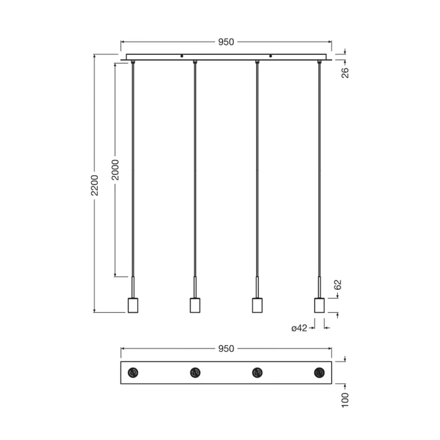 B-Ware Osram Hängelampe Pendelleuchte Lampe Grau Stahl Decor Needle Linear E27 - 10047568