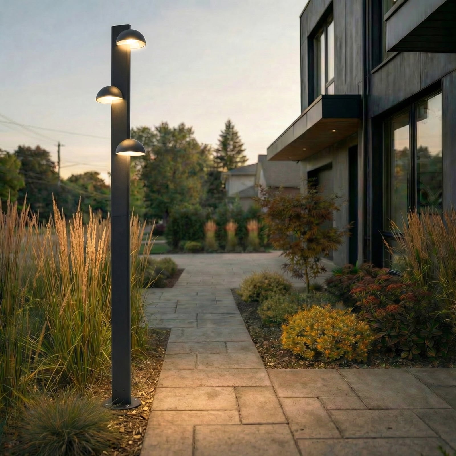 Lucande Außenleuchte Gartenleuchte Velira LED 3-flg schwarz 220cm IP44 Leuchte - 4255830910913