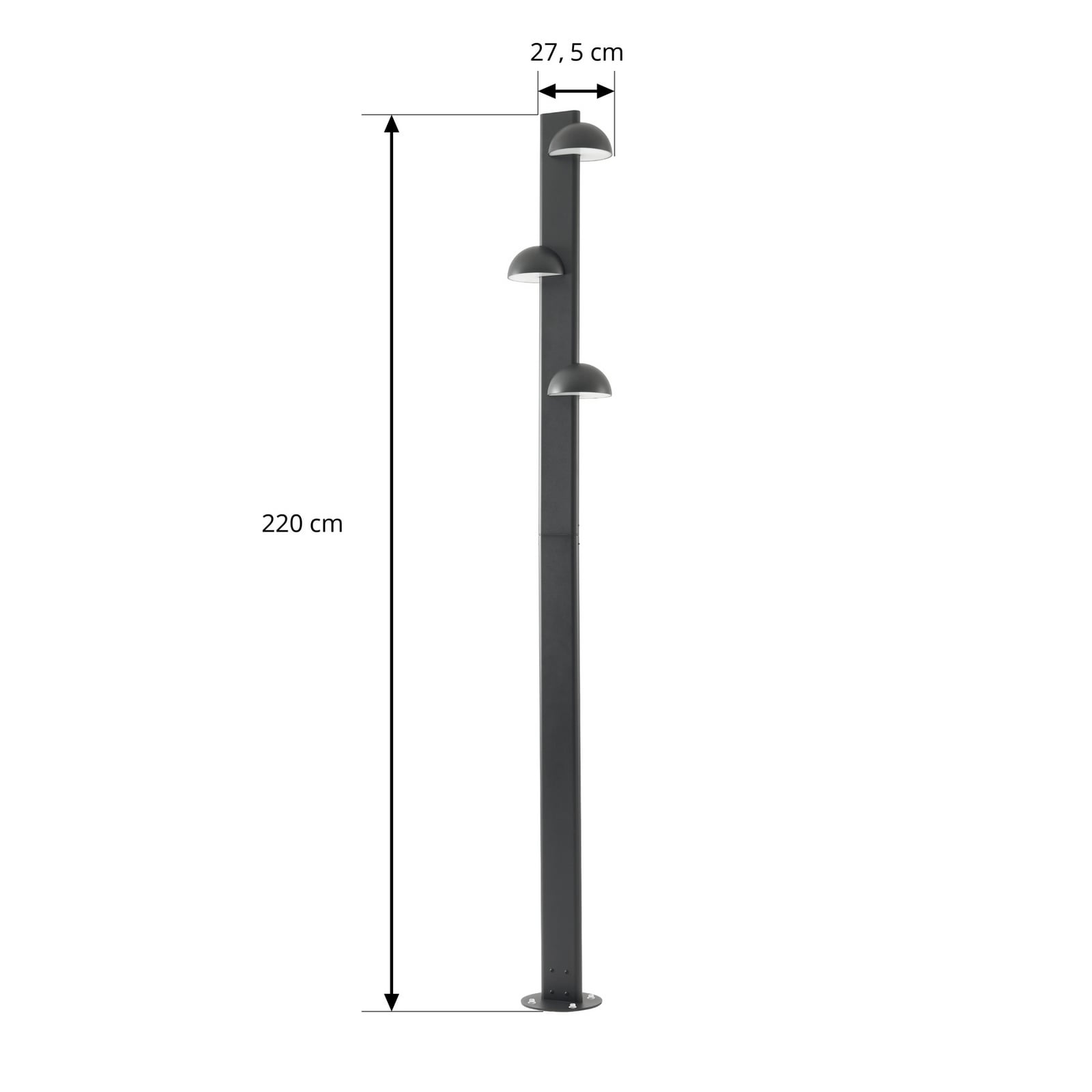 Lucande Außenleuchte Gartenleuchte Velira LED 3-flg schwarz 220cm IP44 Leuchte - 4255830910913