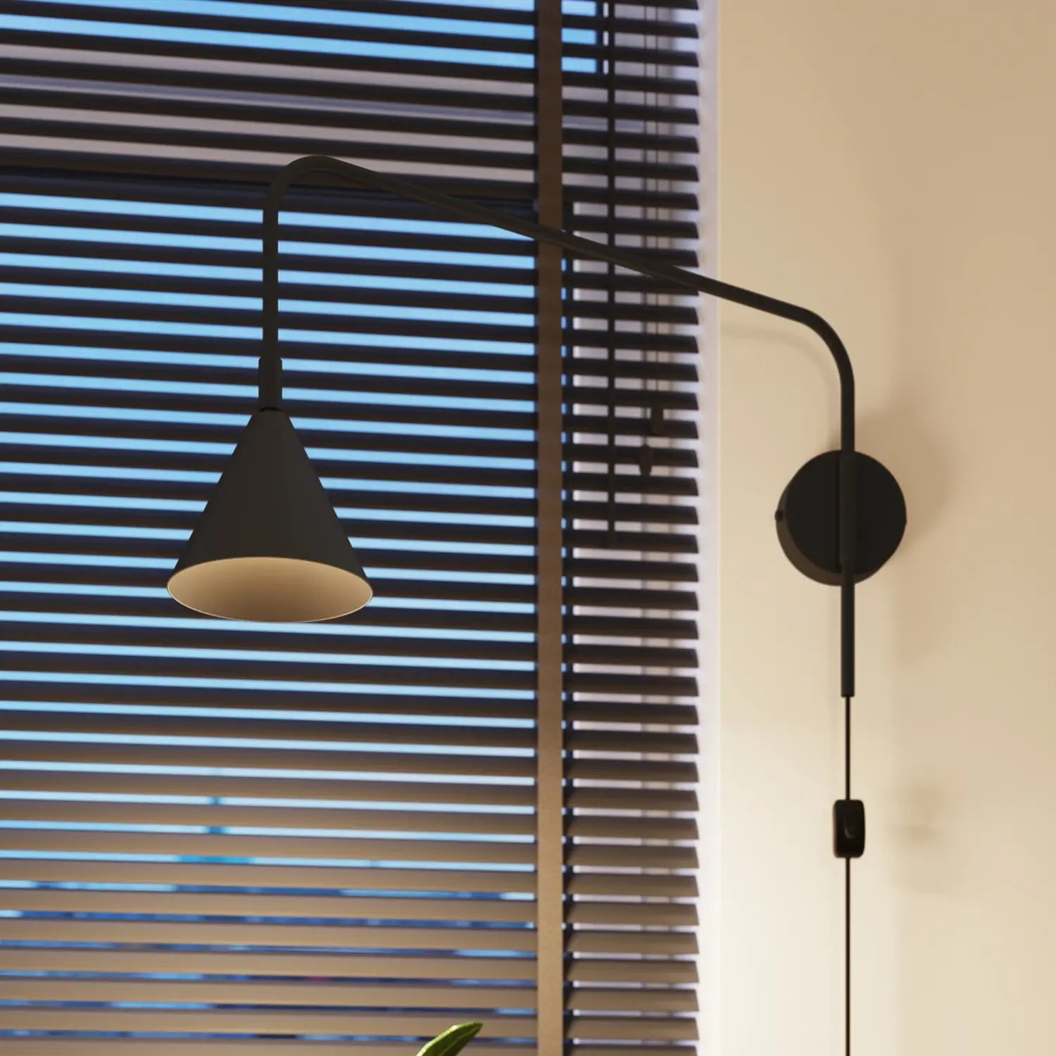 B-Ware Wandleuchte Wandlampe Lys Schwarz Stahl Stecker E14 Led Leuchte Mit Schalter - 10049814