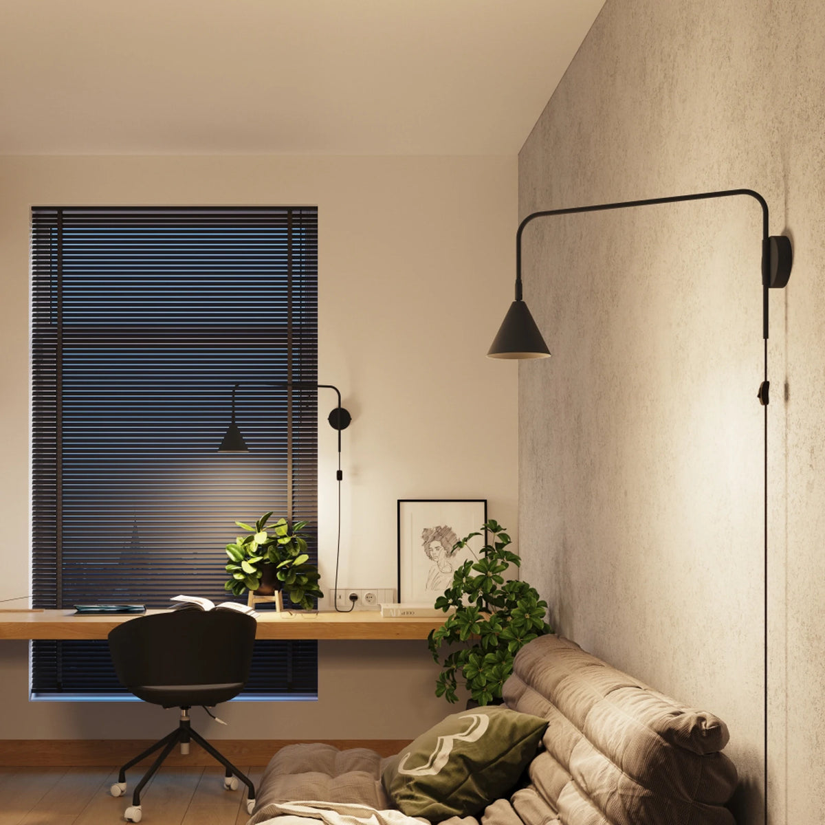 SOLLUX Wandleuchte Wandlampe LYS schwarz Metall Stecker Skandinavisches Design - 5907073081255