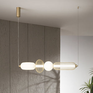 B-Ware Luce Ambiente Design INKAS LED Hanging Light, Height 90 Cm, Gold-coloured Glass/metal, CCT