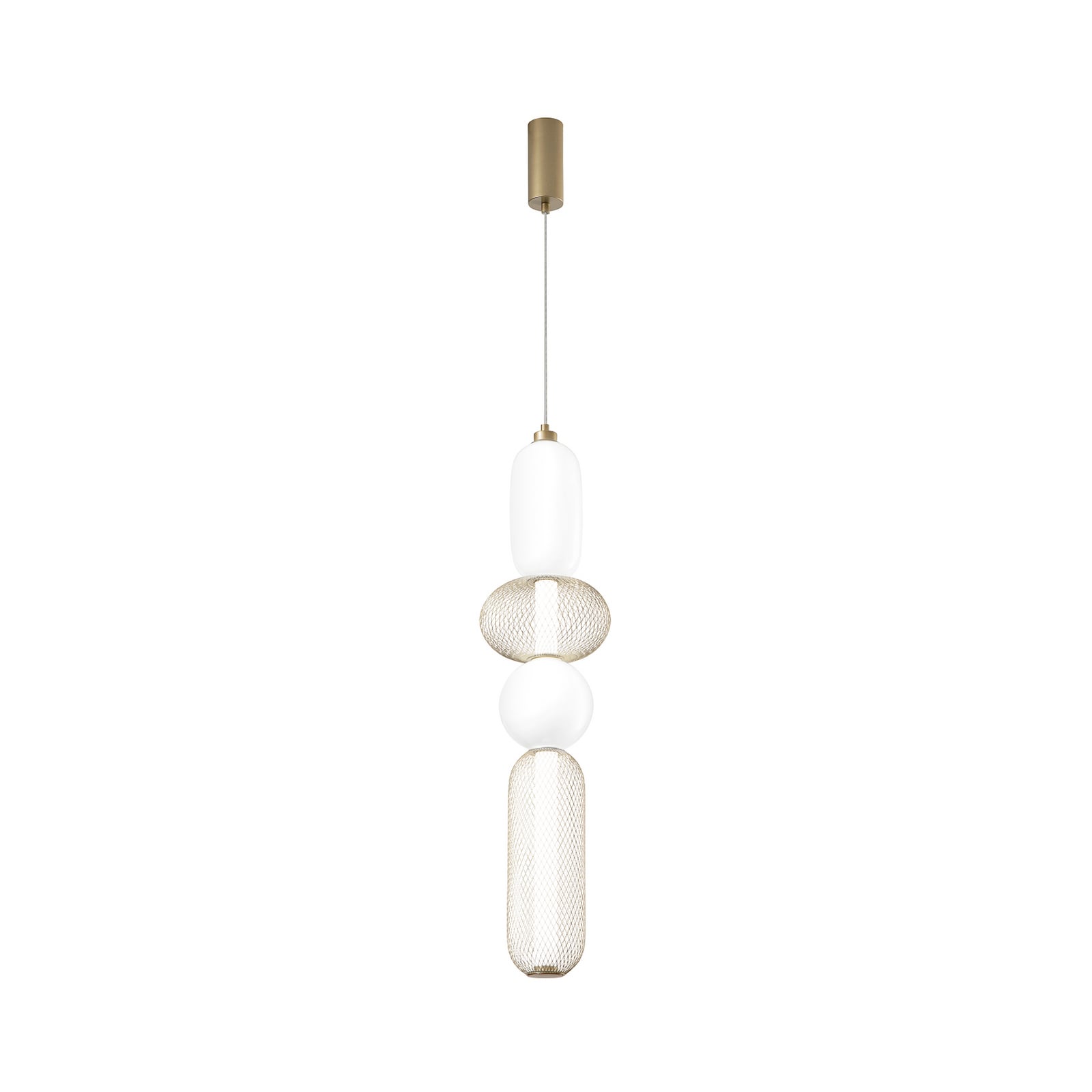 Luce Ambiente Design INKAS LED Hanging Light, Height 90 Cm, Gold-coloured Glass/metal, CCT - 8031414932146