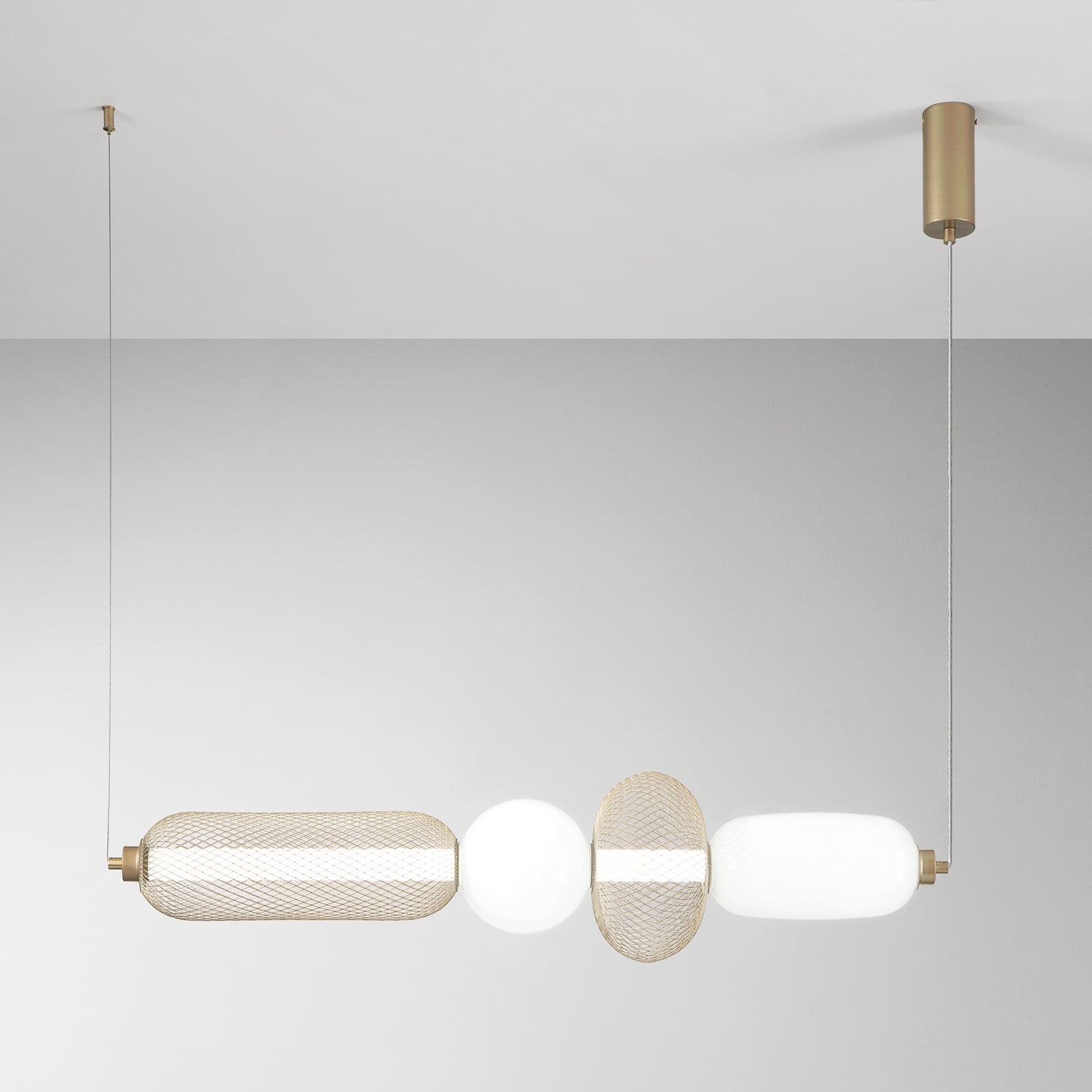 Luce Ambiente Design INKAS LED Hanging Light, Height 90 Cm, Gold-coloured Glass/metal, CCT - 8031414932146