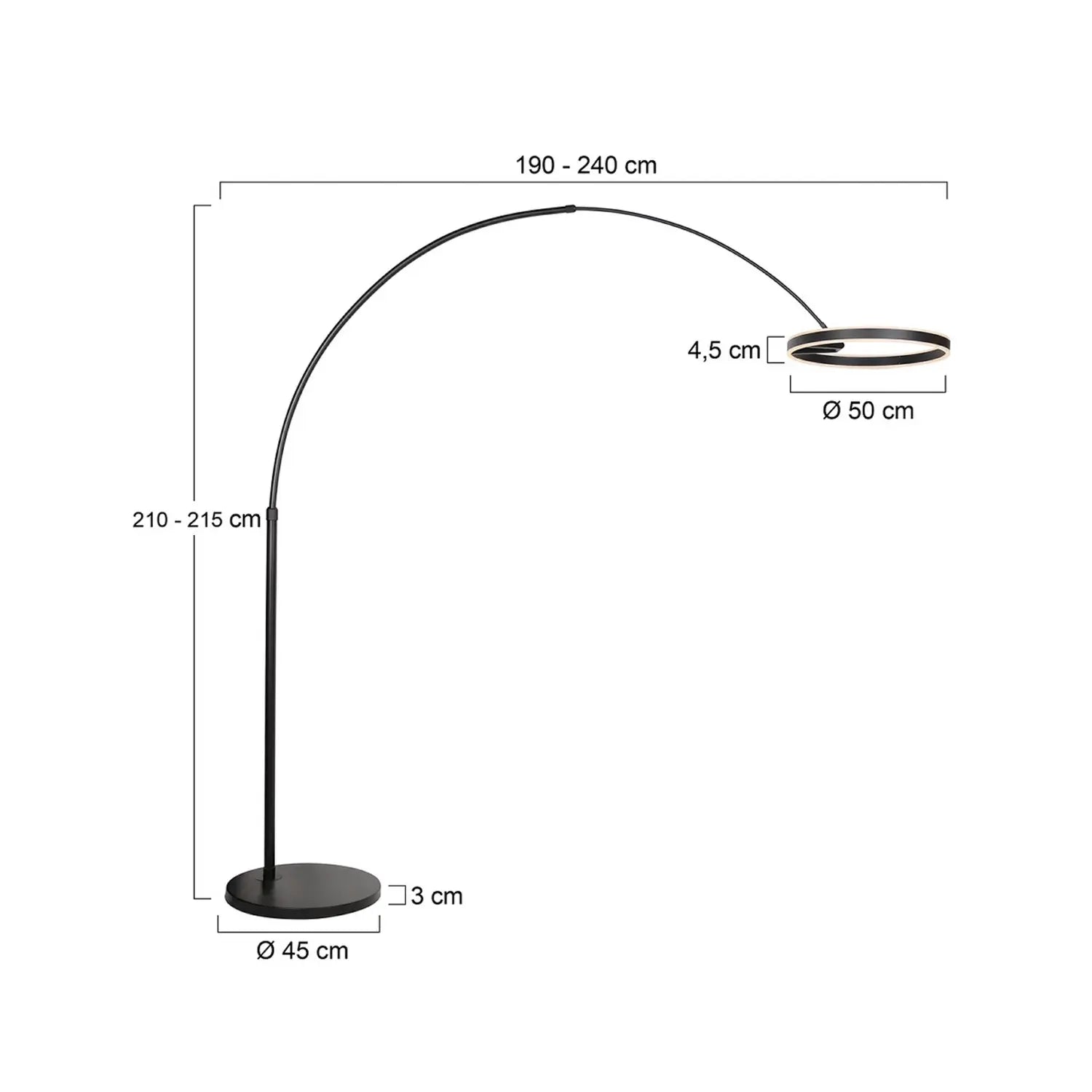B-Ware Steinhauer Bogenleuchte Stehlampe Led Ringlux Schwarz Metall Dimmer Cct - 10050301