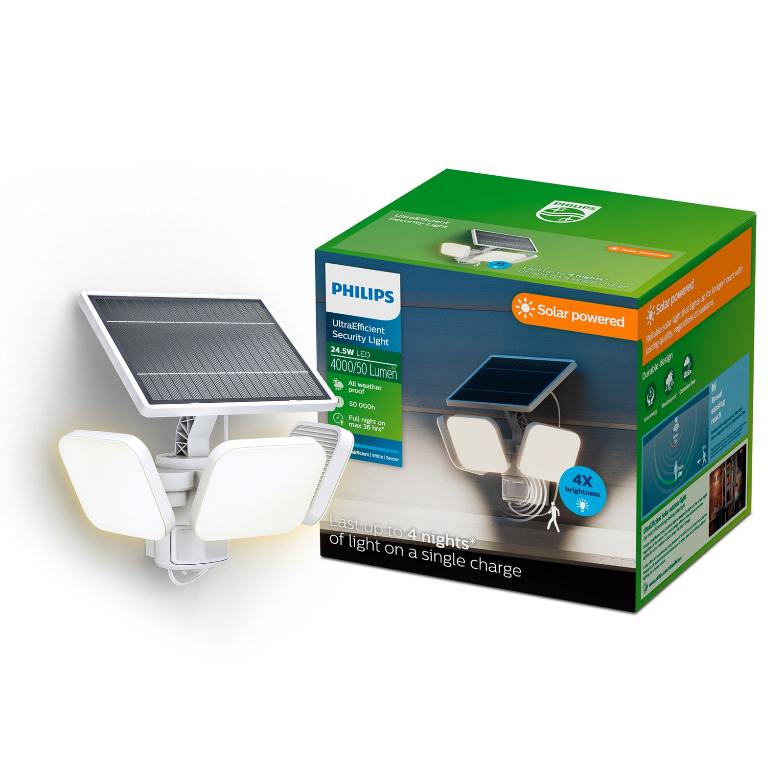 Philips Außenleuchte Solarleuchte Zyren LED Gartenlampe mit Sensor IP65 weiß - 8721103105493