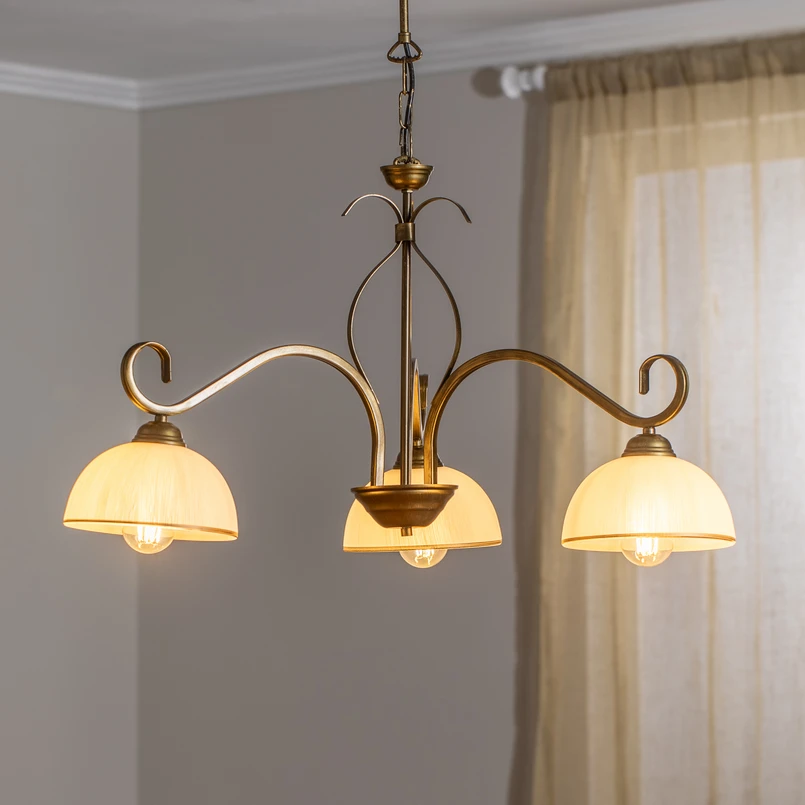 Emibig Lighting Hängeleuchte Wivara 3, Dreiflammig, Gold Kronleuchter Lampe B-Ware