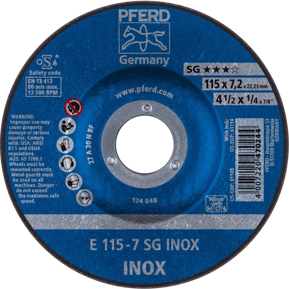 PFERD 62211623 Sg Inox Schruppscheibe gekröpft Durchmesser 115 mm Trennscheibe