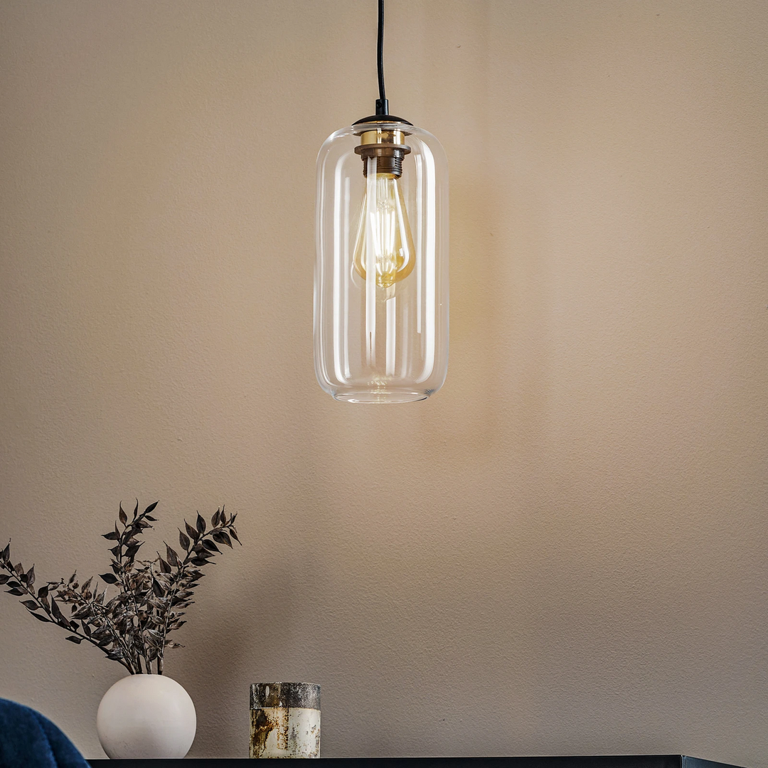 Argon Kaja Pendelleuchte Mit Glasschirm Hängeleuchte Lampe Leuchte E27 Schwarz  B-Ware - 1089392