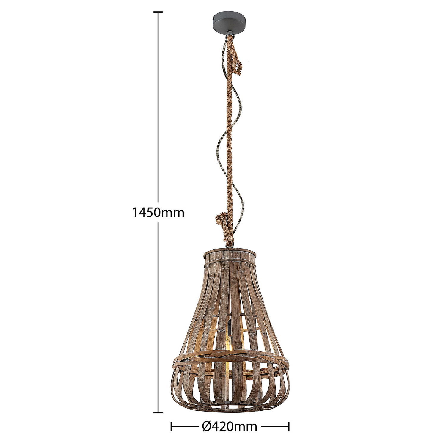 B-Ware Lindby Haruno Hängeleuchte Aus Rattan 42 Cm Deckenlampe Deckenleuchte Lampe Spot
