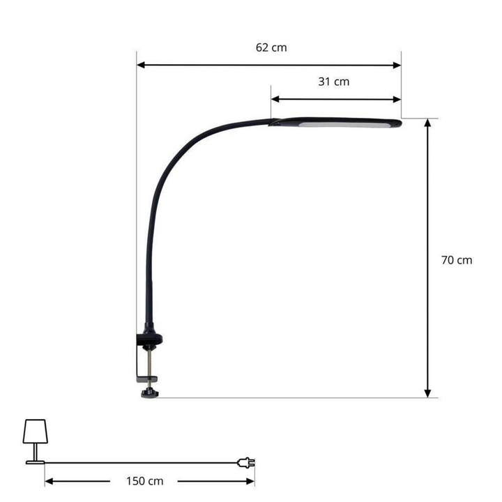 Lindby LED-Klemmlampe Nilay Tischlampe Tischleuchte Höhe 70 cm CCT Homeoffice