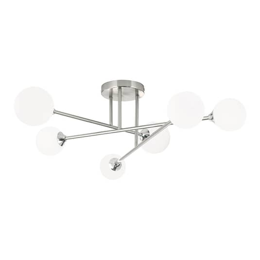 B-Ware Orion Deckenlampe Snowwhite Deckenleuchte Deckenlicht Mit Gestänge 6fl. Nickel