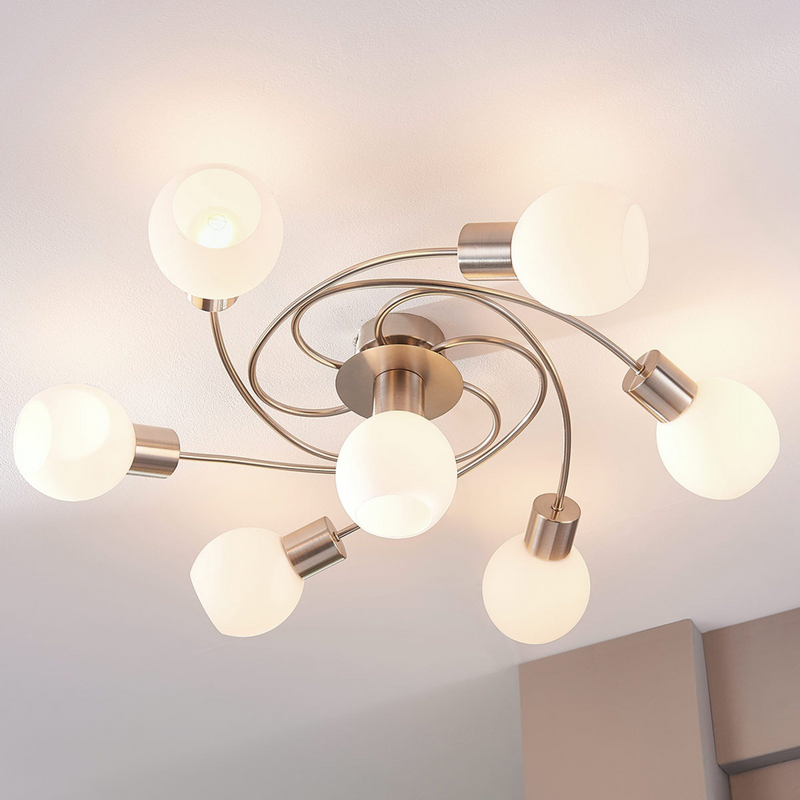 B-Ware Lindby Deckenlampe Deckenleuchte Ciala Glas Nickel E14 Siebenflammig796