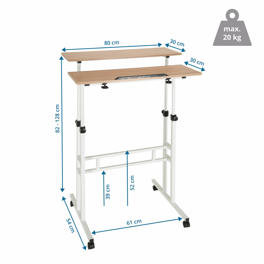 Hjh Office Steh Arbeitstisch Schreibtisch Workstation I 80 X 60 Cm Eiche Weiß161 B-Ware