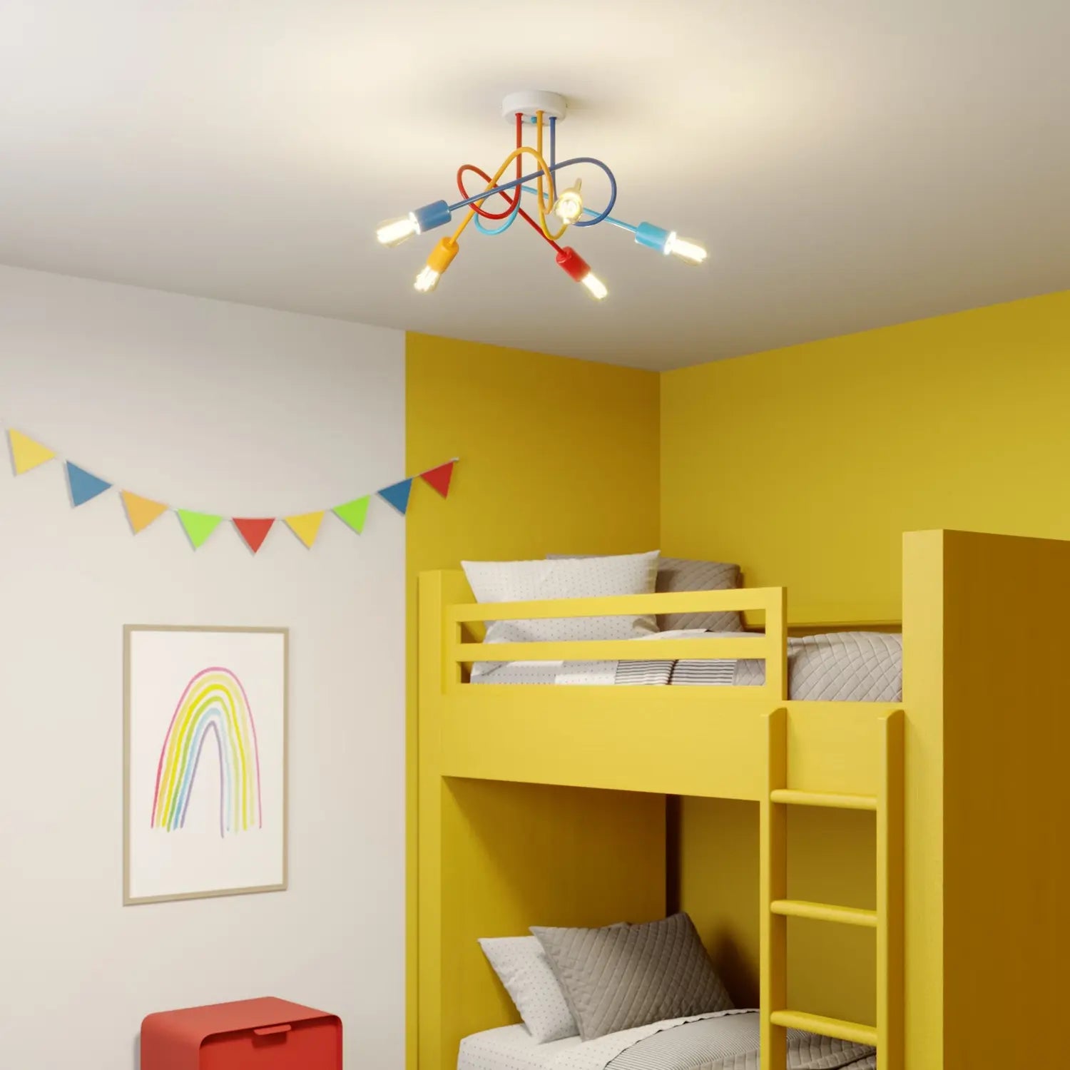B-Ware Deckenleuchte Lampe Oxford Eisen Bunt 5 Flammig Kinderzimmer Junges Wohnen - 11804698429800