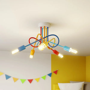 B-Ware Deckenleuchte Lampe Oxford Eisen Bunt 5 Flammig Kinderzimmer Junges Wohnen