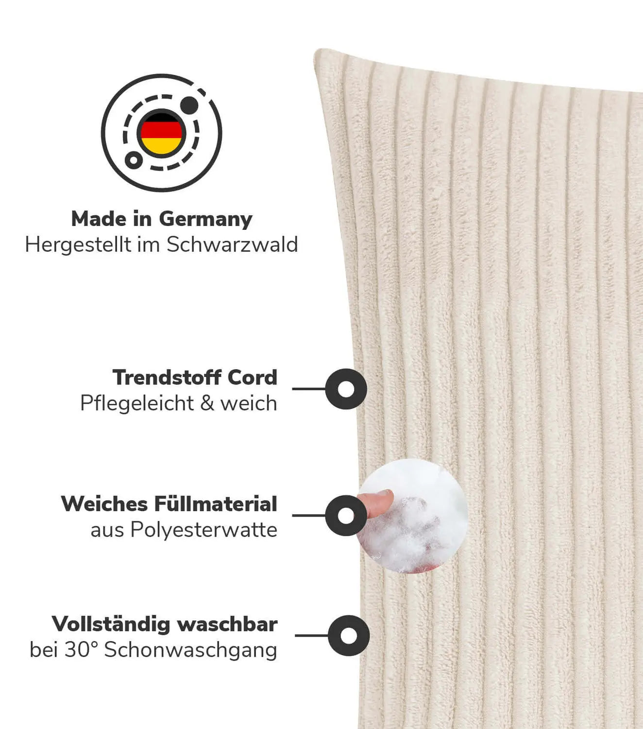 B-Ware Mokebo Cordkissen Set Kissen Kuschelbuddies Beige 2er Set