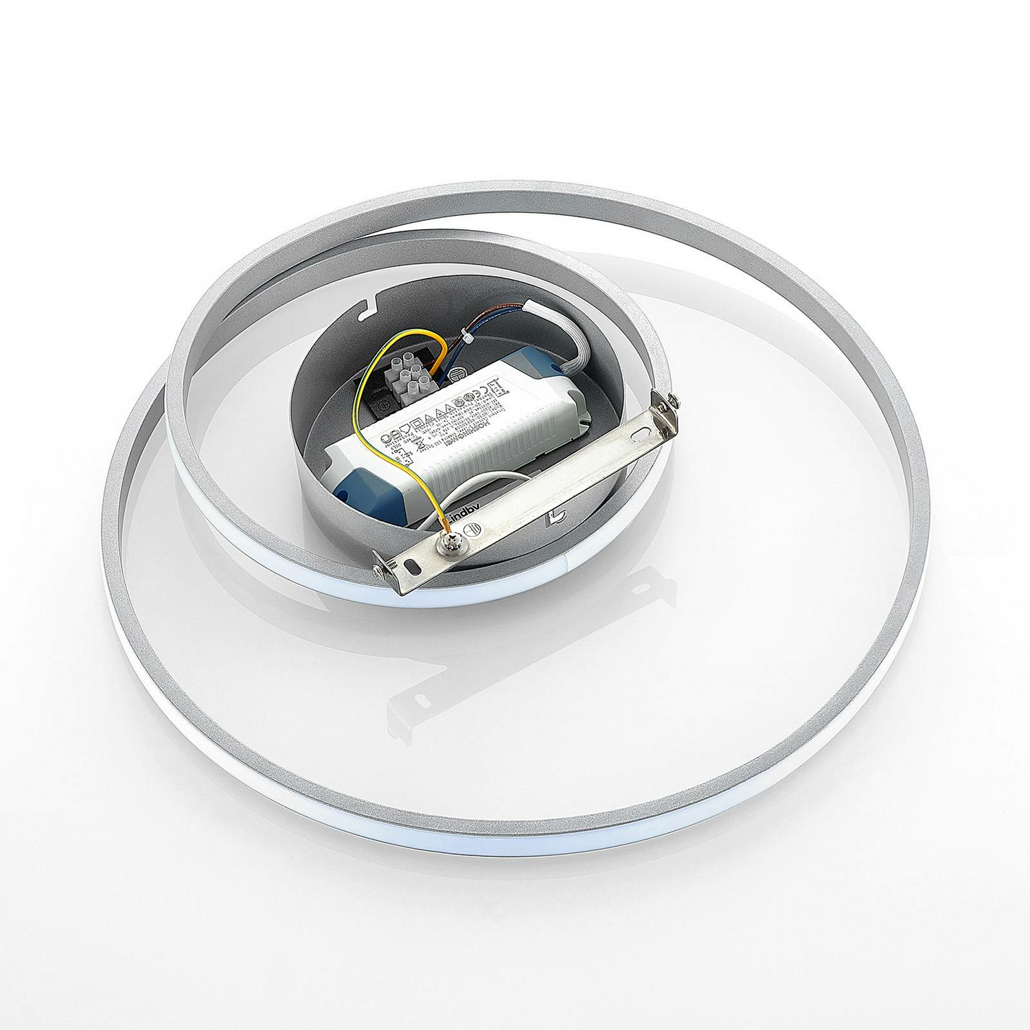 Plafonnier LED Lindby Kyron, 22 W, couleur titane argenté, i663