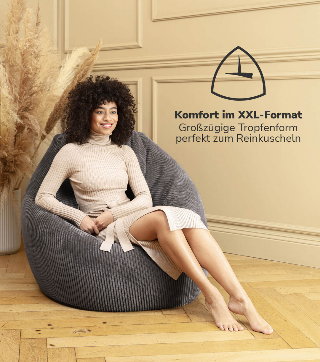 Mokebo Sitzsack Cord Xxl Für Kinder & Erwachsene In Anthrazit 'Der Tagträumer',  B-Ware - 4260669189591