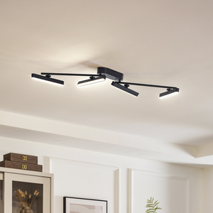 B-Ware Lindby Led Deckenleuchte Eldrin Deckenlampe Deckenlicht 4 Flg. Schwarz Metall