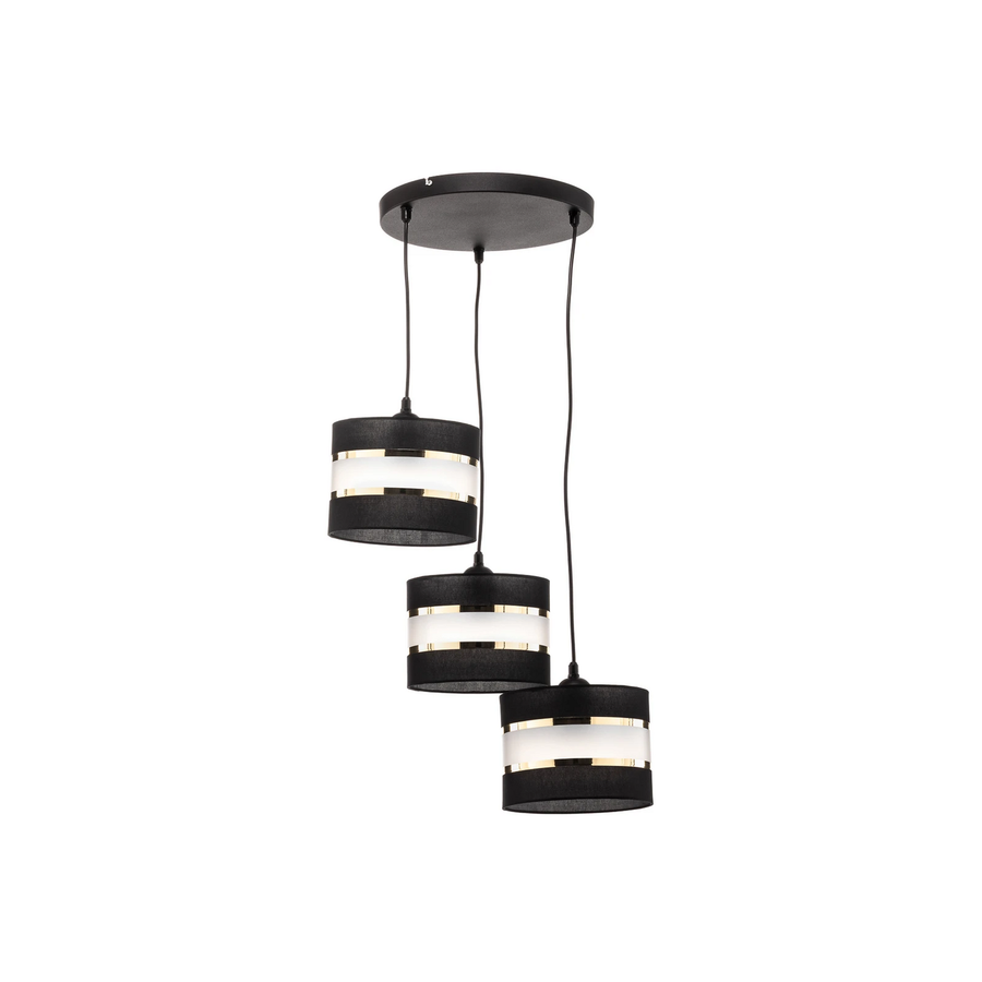 Pendelleuchte Helen Hängeleuchte Hängelampe Lampe Rund Schwarz Gold Dreiflammig B-Ware - 5902349228846