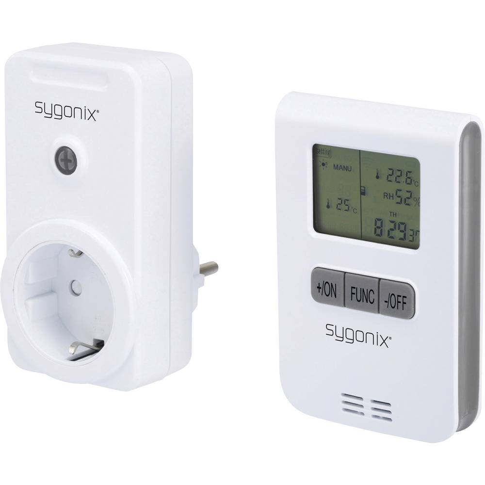 Sygonix RS2W Funk-Heizungssteuerung-Set Zwischenstecker Schaltleistung (max.) 3500 W Reichweite Max. (im Freifeld) 150 M (SY-3523526) - 4053199570324