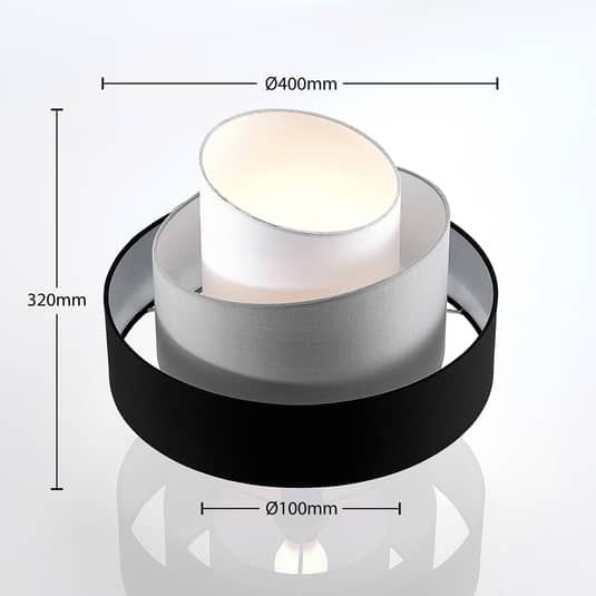 Plafonnier Lindby Coria, 60 W, IP20, 230 V, noir et gris