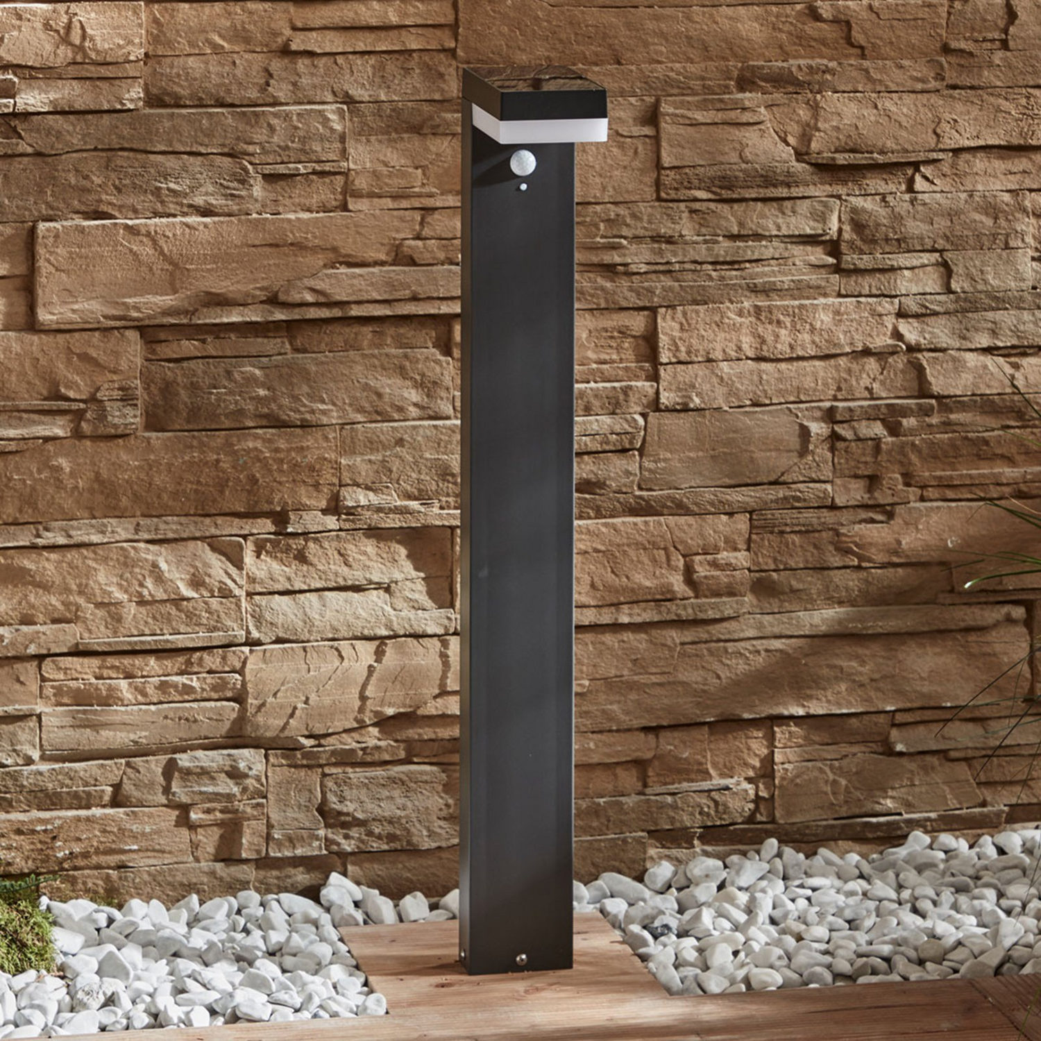 B-Ware Lindby Pollerleuchte Pollerlampe Led Solar Sensor Chioma Anthrazit Aussenleuc996