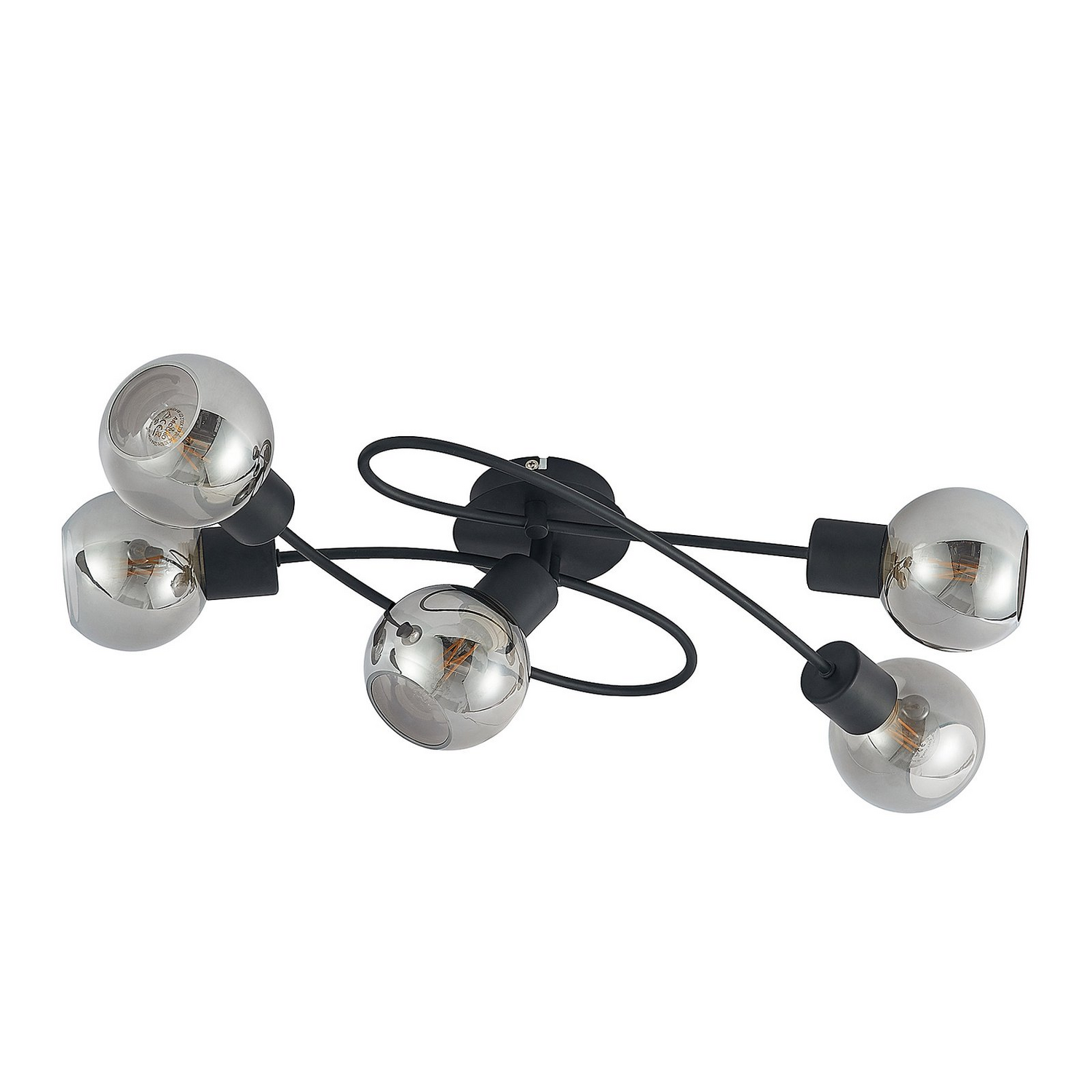 Suspension Lindby Elaina de qualité B, ampoule E14, 5 lumières, noir/fumé
