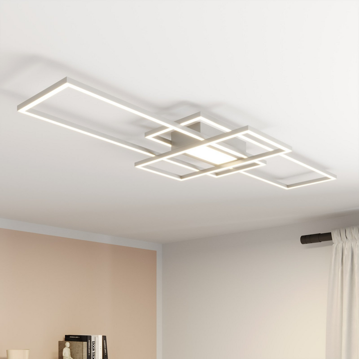 Lindby Mairin LED-Deckenlampe Wohnzimmerleuchte Deckenlampe Lampe LED nickel