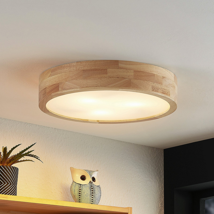 Lindby Tanju Deckenlampe Hängelampe Licht Deckenlicht Eichenholz Ø 40 cm E27