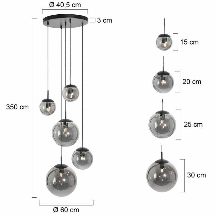 Steinhauer Bollique Pendelleuchte Hängeleuchte Designerlampe Rauchglas Schwarz B-Ware