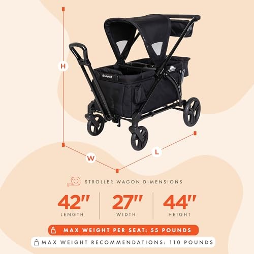 Baby Trend Expedition 2-in-1 Stroller Wagon PLUS, Ultra Black - 090014035884