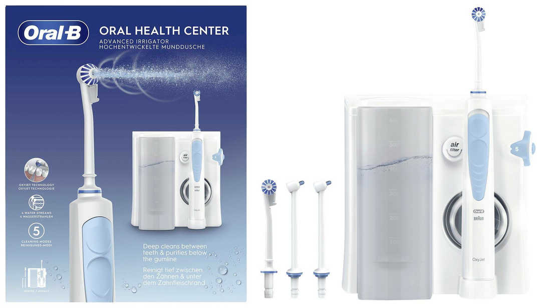 Oral-B Oxyjet Health Center Reinigungssystem Munddusche netzbetrieben Weiß Blau