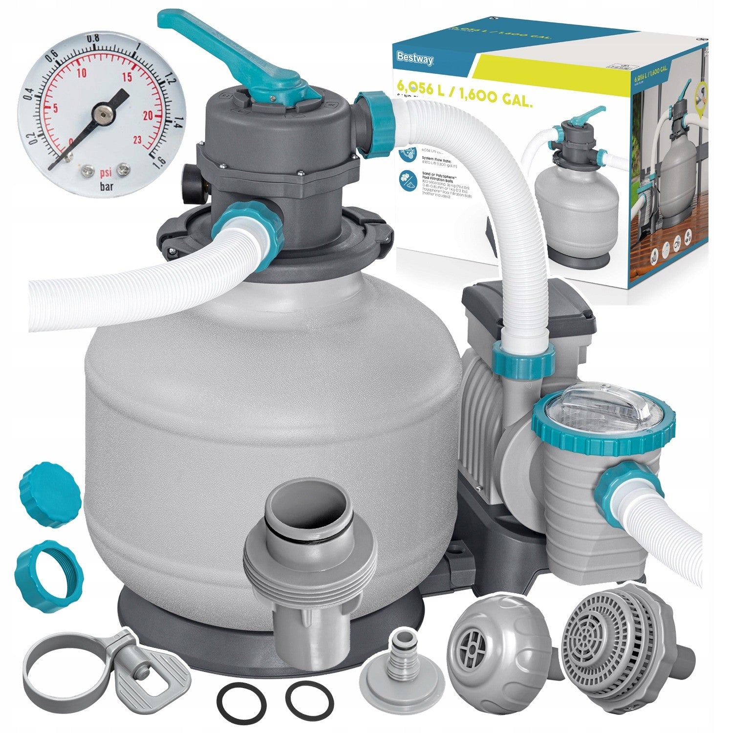 Pompa Piaskowa Filtrujca Do Basenu Basenowa 6056L/H Zestaw Bestway 58497 - 06941607361337