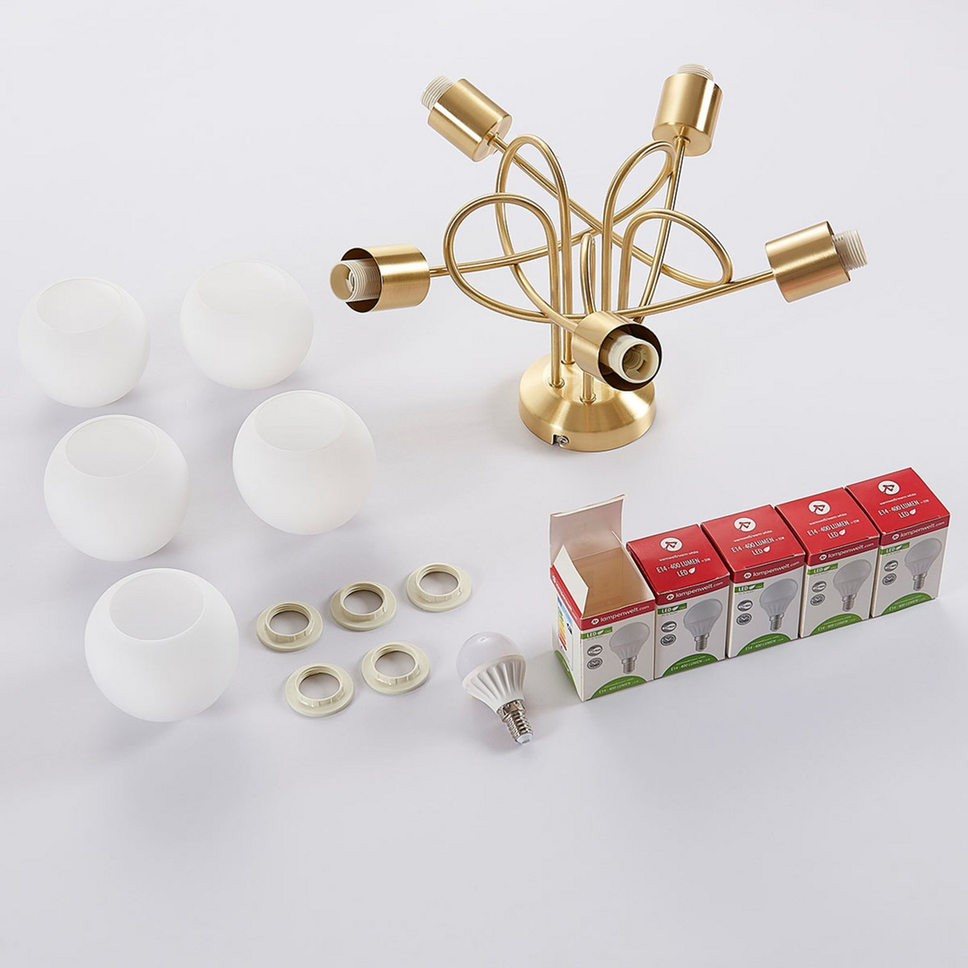 Lindby Deckenlampe Deckenlampe Lampe Leuchte Elaina 5-fl, messing SIEHE TEXT