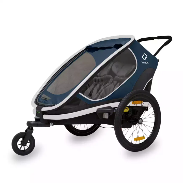 Hamax Outback Navy/White Zweisitzer Fahrradanhänger Kinderanhänger Anhänger B-Ware