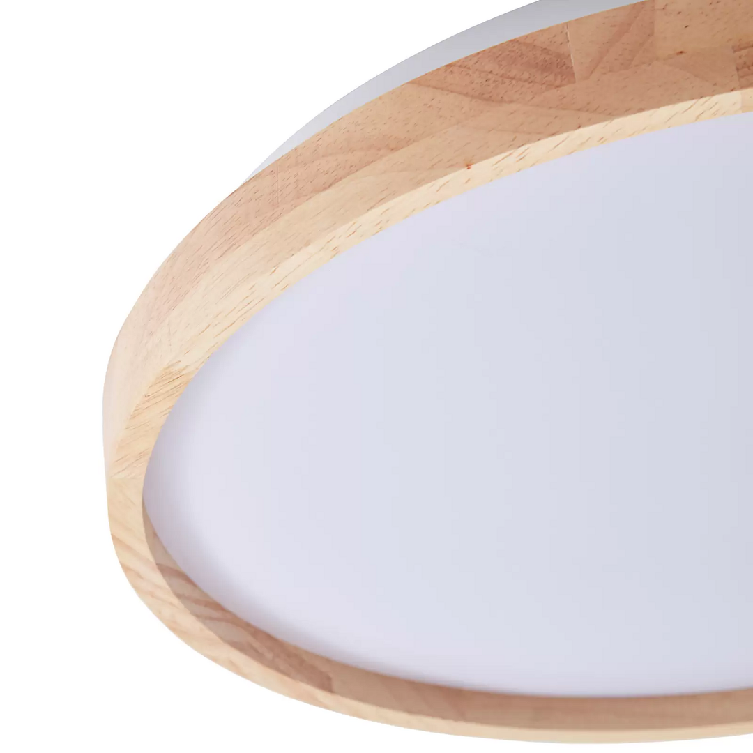 Lindby Smart LED-Deckenleuchte Mirren Holz Ø39,5cm CCT Tuya Deckenlampe Lampe