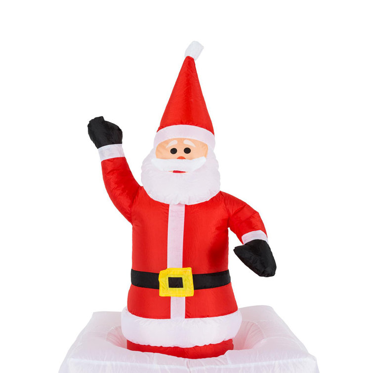 oneConcept Weihnachtsdeko Figur Santa für Kamin Schornstein mit LED Beleuchtung